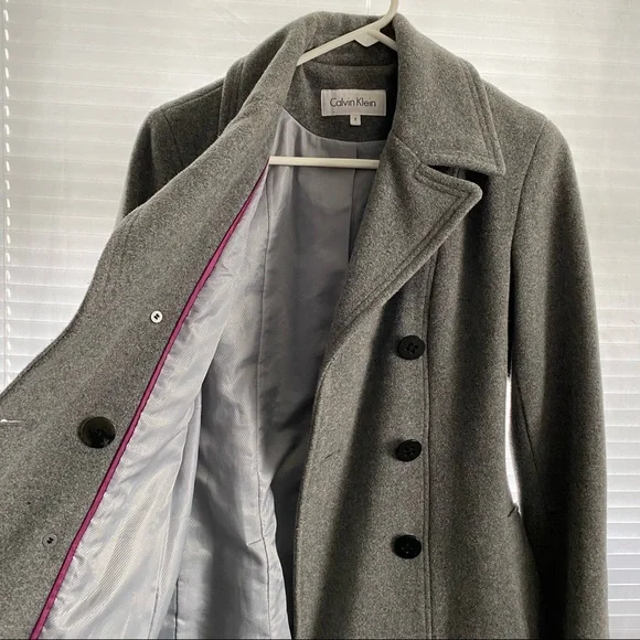Calvin Klein Gray Wool Peacoat - Picture 3 of 12